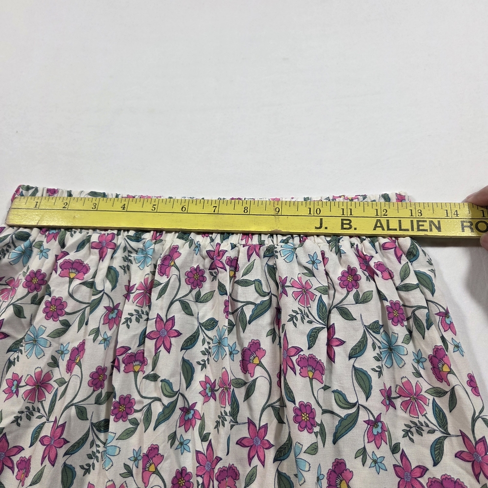 shosho White Floral Maxi Skirt A line  Small Pink & Green Print Boho Layered - Picture 6 of 9